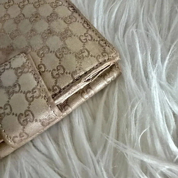 GUCCI | Authentic Vintage Unisex Canvas Compact Wallet Tan Brown Gold - Picture 10 of 10